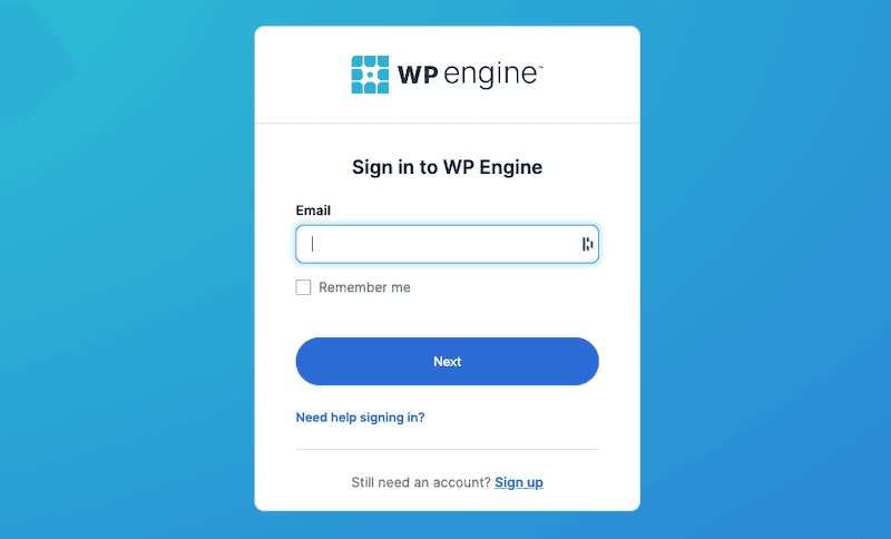 WP Engine Account Login Page